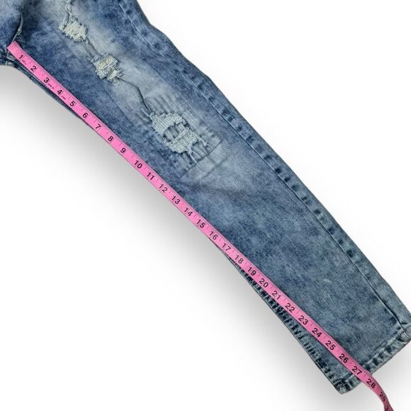 Public Supply Co. NYC Distressed Slim Straight Jeans 16 Big Boy Blue Acid Wash - Picture 5 of 12